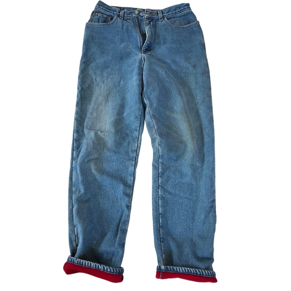 LL BEAN Jeans Women's Double L Relaxed Fit Fleece Lined Insulated Denim 12 M-T